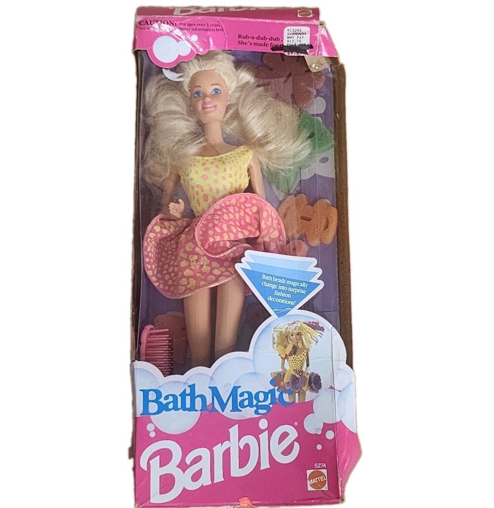 Vintage 1991 Mattel Bath Magic Barbie with Bath Beads
